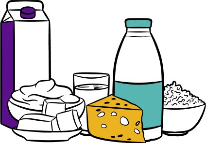 vector lácteos: leche, queso, yogur, mantequilla 