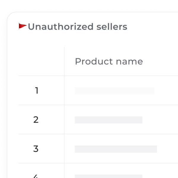 A data table interface from Flipflow’s dashboard highlighting an 'Unauthorized sellers' list, designed for brands to track and manage selective distribution policy violations in real-time.