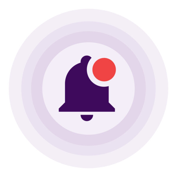 A notification bell icon with a red alert dot, representing Flipflow’s automated alert system for detecting unauthorized sellers or price changes across global marketplaces.