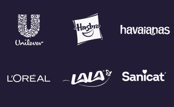Control de distribuidores y sellers-1 A collection of brand logos displayed on a dark purple background. The logos include well-known companies such as MANGO, Unilever, Nestlé, LALA, Hasbro, Motocard, Gucci, ISDIN, AMC Natural Drinks, Tolsa, CCU, and Loreal.