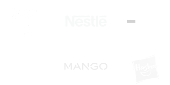 Logos de: Mango, Unilever, Nestle, ISDIN, LALA, Hasbro