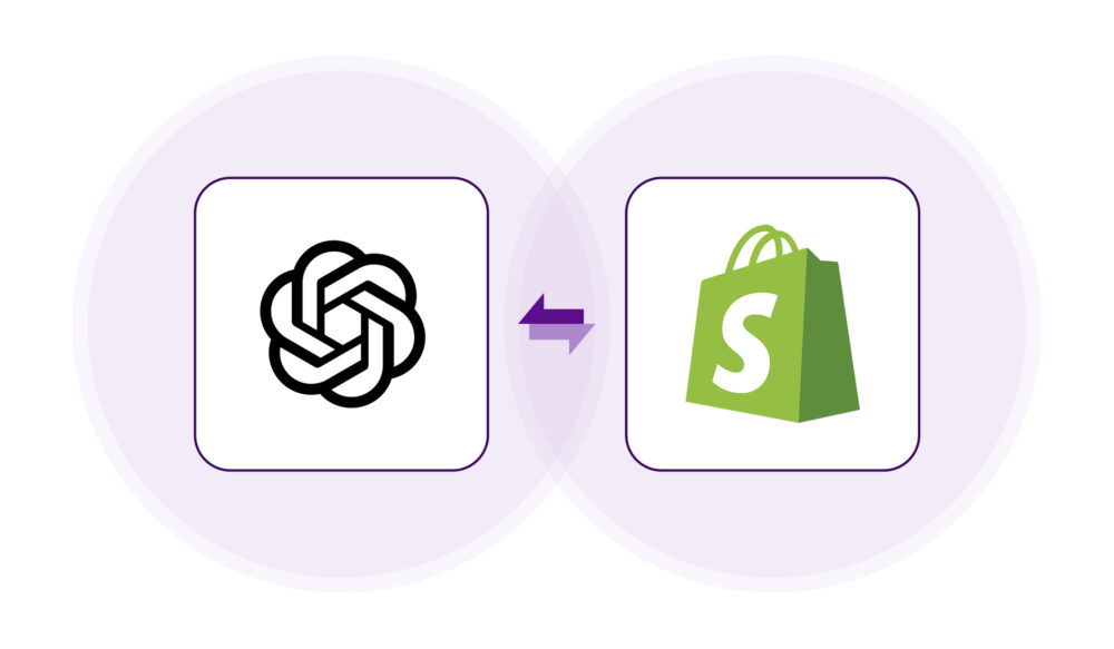 Logos que ejemplifican la alianza entre Shopify y OpenAI