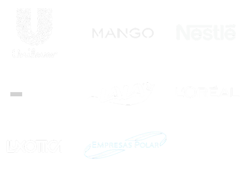Logos mobile Logos de clientes: Unilever, Nestle, ISDIIN, LALA, Loreal, Luxottica y empresas polar