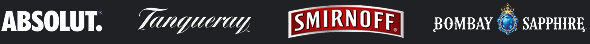 Logos bebidas espirituosas: Tanqueray, Smirnoff, Absolut, Bombai