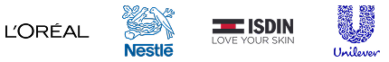 Logos-pricing-seller-control A selection of global enterprise brand logos including L’Oréal, Nestlé, ISDIN, and Unilever, representing Flipflow's partners who utilize advanced pricing and seller control analytics to protect their brand equity.