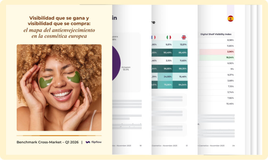 A European anti-aging cosmetics market report by Flipflow, featuring cross-market benchmarks for Q1 2026