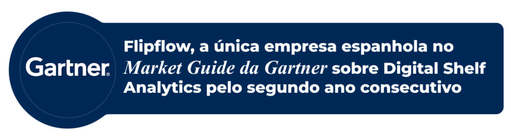 Banner informativo com o logo do Gartner indicando que a Flipflow é a única empresa espanhola no Market Guide do Gartner para Digital Shelf Analytics pelo segundo ano consecutivo.