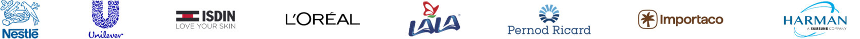 logos-agentes banner of global enterprise client logos including Nestlé, Unilever, L'Oréal, Grupo LALA, Electrolux, Pernod Ricard, Importaco, and Empresas Polar
