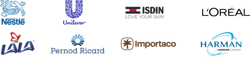 logos-agentes-mobile banner of global enterprise client logos including Nestlé, Unilever, L'Oréal, Grupo LALA, Electrolux, Pernod Ricard, Importaco, and Empresas Polar