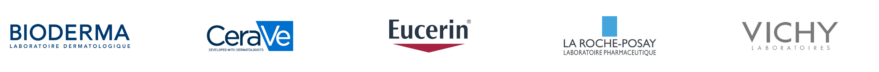 logos Logotipos de marcas líderes en cuidado de la piel y dermocosmética: Vichy, La Roche-Posay, Eucerin, CeraVe y Bioderma.